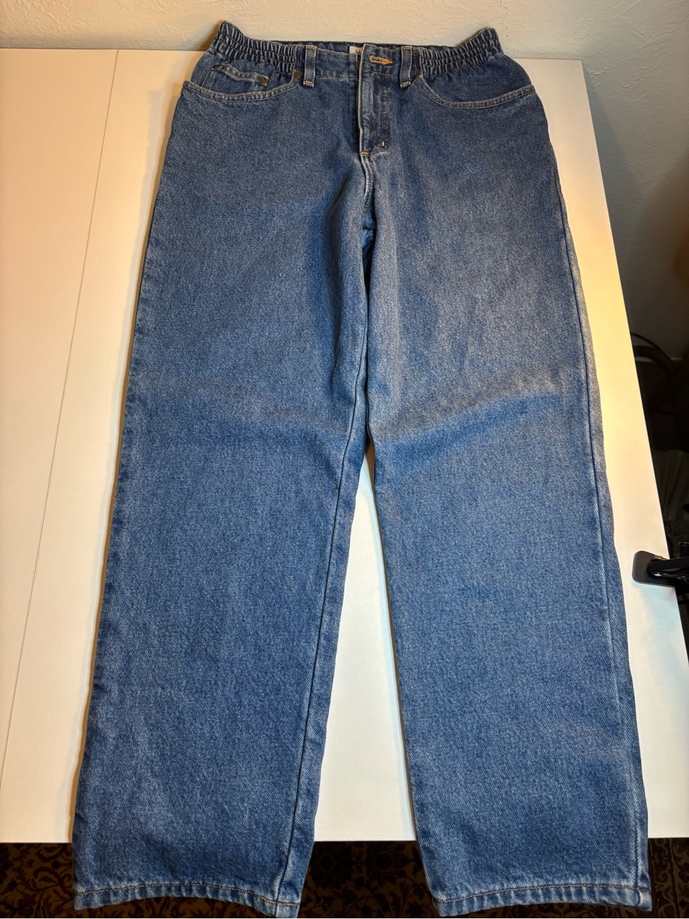 L.L.Bean blue denim plaid insulated jeans